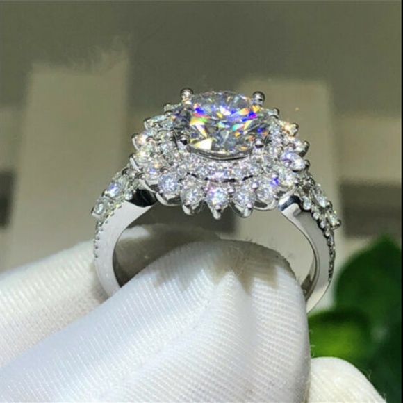 *New 925 Silver Sapphire Diamond Wedding Ring - Picture 2 of 5